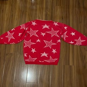 Red and White Stars Cable Knit Vintage Sweater